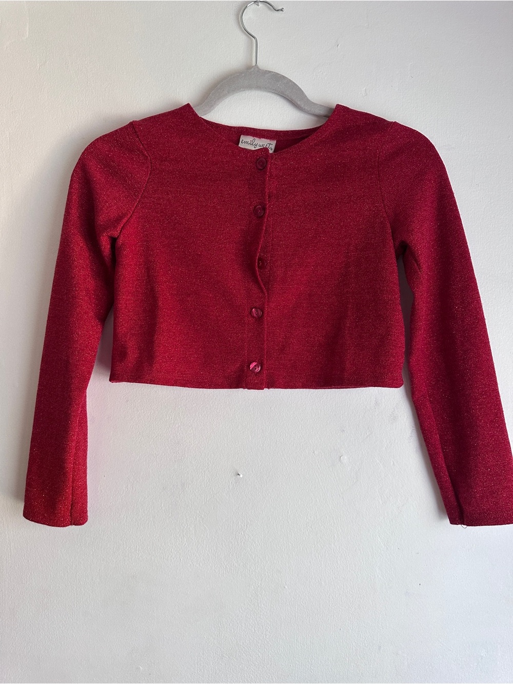 emily west Red Glitter Sparkle Cropped Cardigan (size 10)